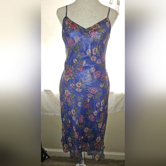 David Warren New York silk purple floral dress w. Semi sheer Cardigan - Picture 1 of 10
